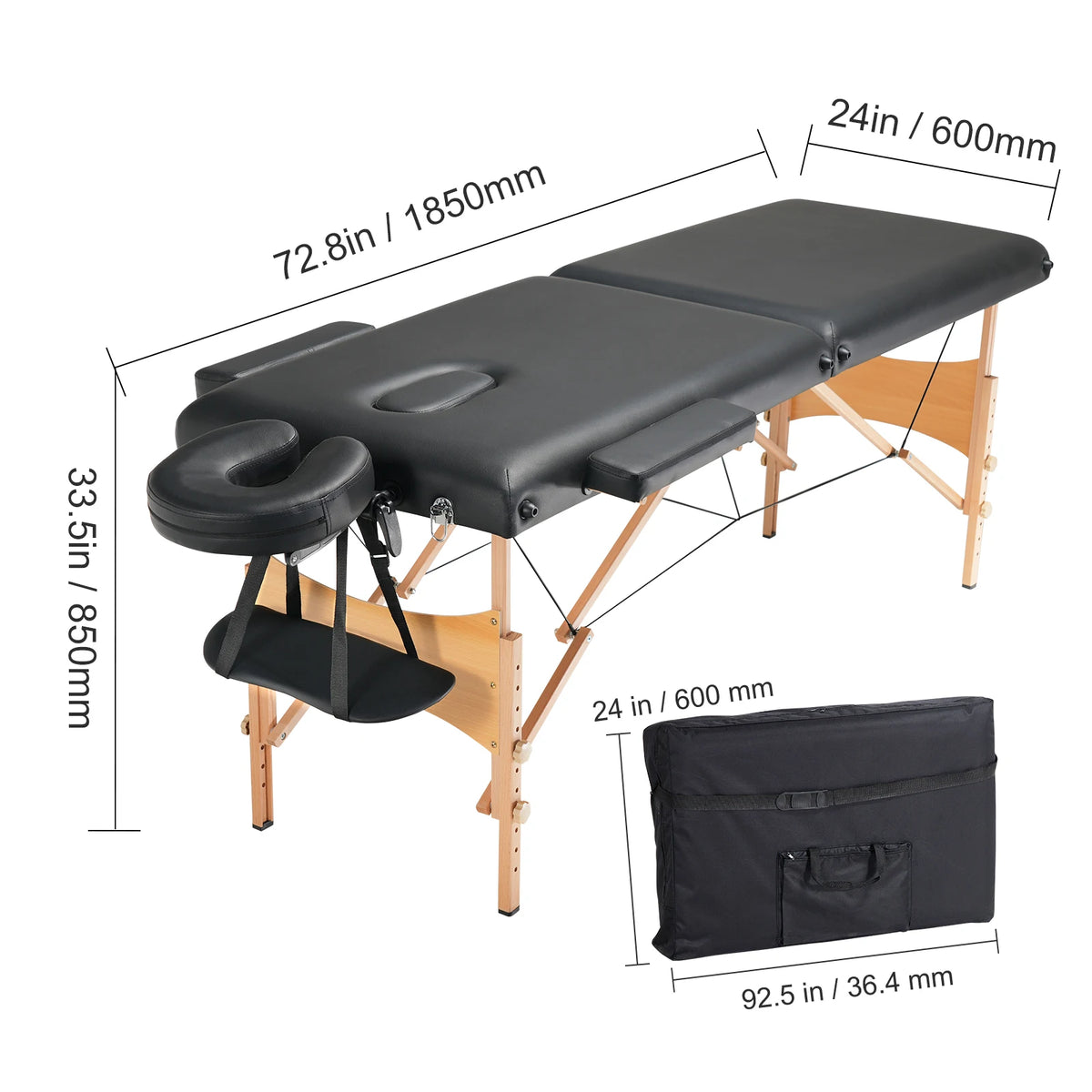 SucceBuy Portable Massage Table Folding Lightweight Adjustable Salon Tattoo Bed Massage Center Spa Therapy Clinic Home Beauty