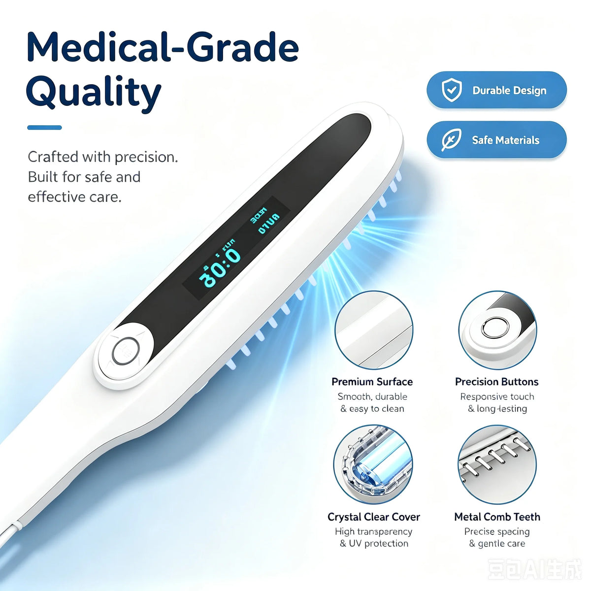 Handheld 308nm UVB Phototherapy Comb Stable Wavelength Output Activate Melanocytes Skin Care Device