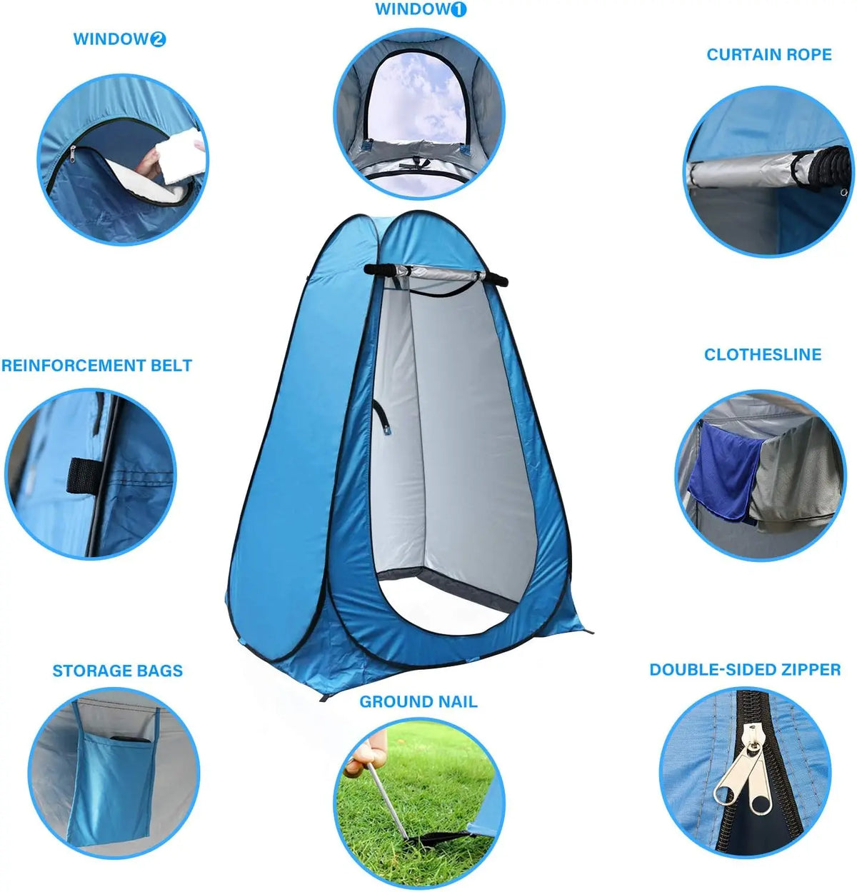 Blue  Pop Up Privacy Shower Tent