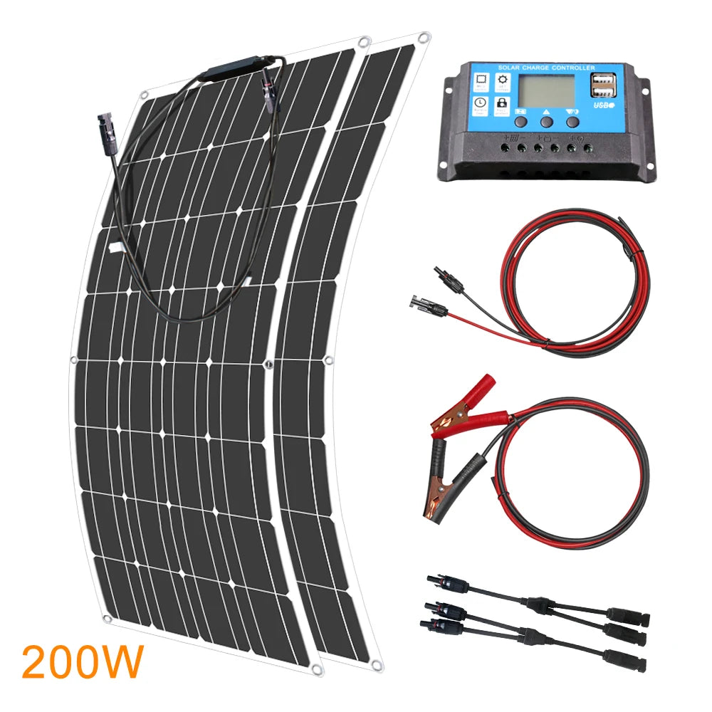 ASUNERGE 12V Flexible Solar Panel 600W 100W 200W 300W 400W 500W Bendable Waterproof Monocrystalline Best Solar Panel China RV