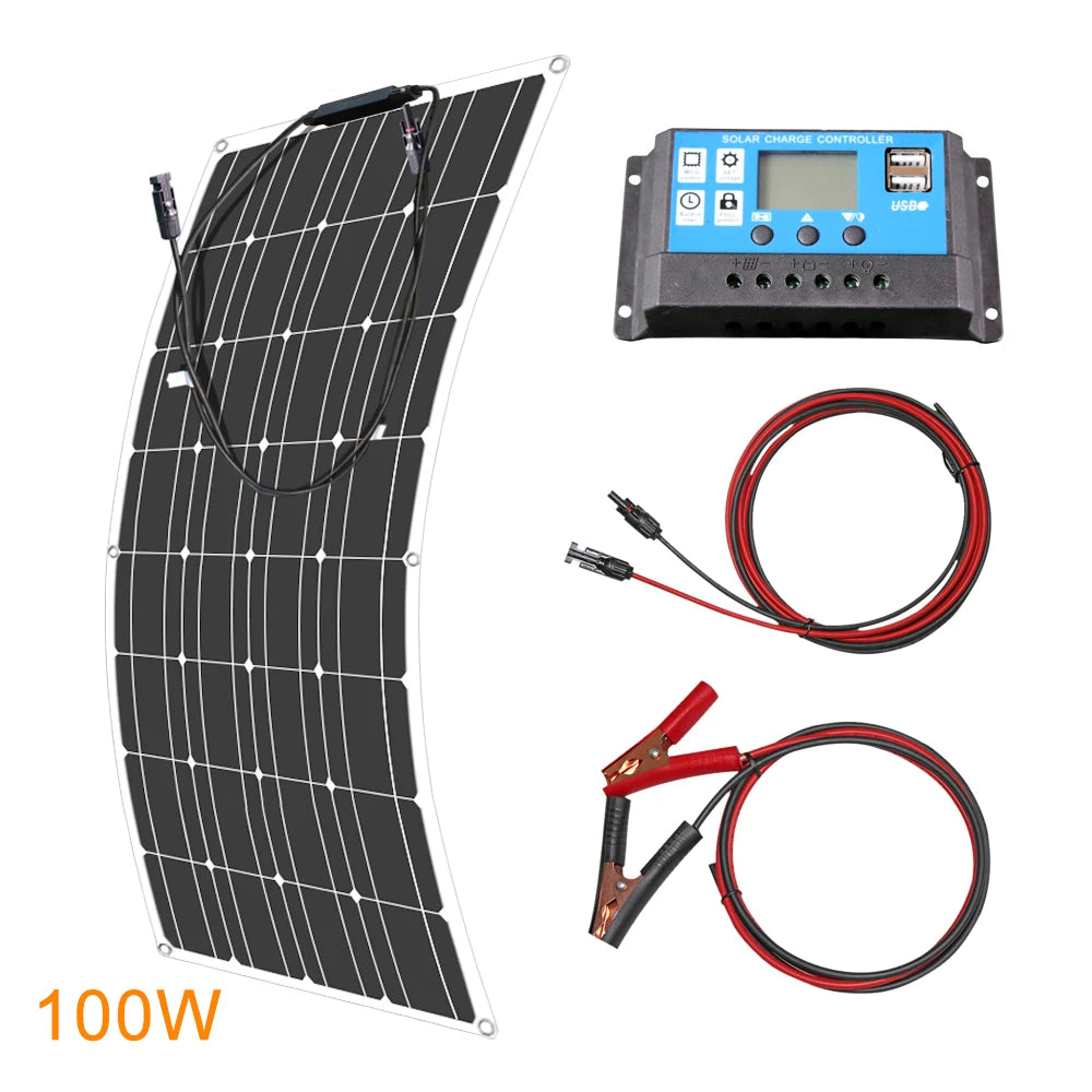 ASUNERGE 12V Flexible Solar Panel 600W 100W 200W 300W 400W 500W Bendable Waterproof Monocrystalline Best Solar Panel China RV