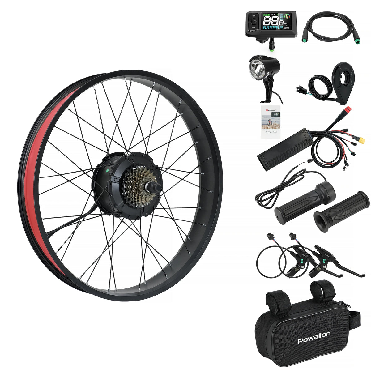Powallon 1000W Brushless Rear Wheel Hub Motor Conversion Kit