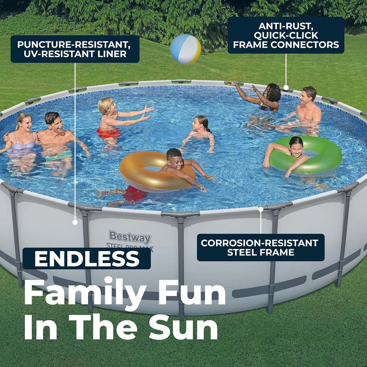 Steel pro MAX 18' X 48" above Ground round Swimming Pool Set with Metal Frame Filter Pump And Ladder - Outdoor Pool ，custom