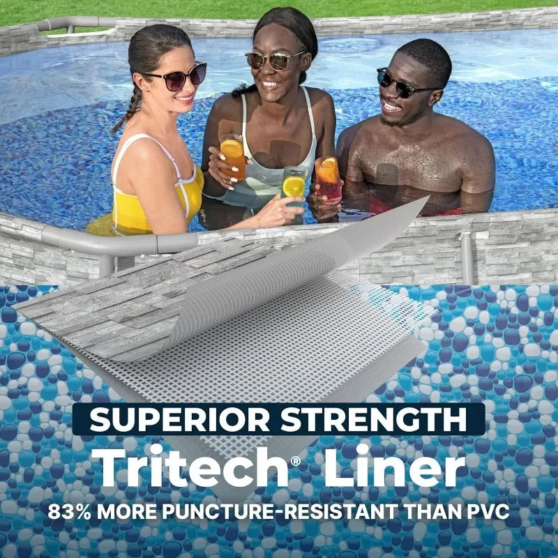 Bestway Power Steel Swim Vista 14’ x 8'2" x 39.5” Above Ground Pool, Oval Metal Frame Outdoor Swimming Pool Set with Filter Pump