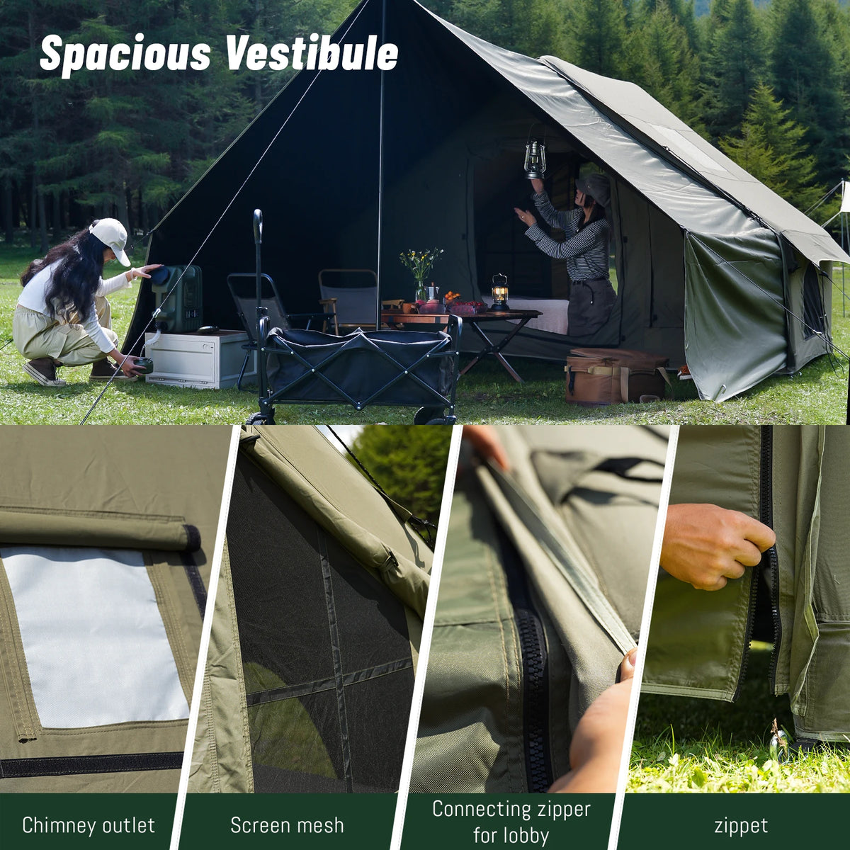 Pakicetus Inflatable Camping Tent With Roof Window For Family Glamping