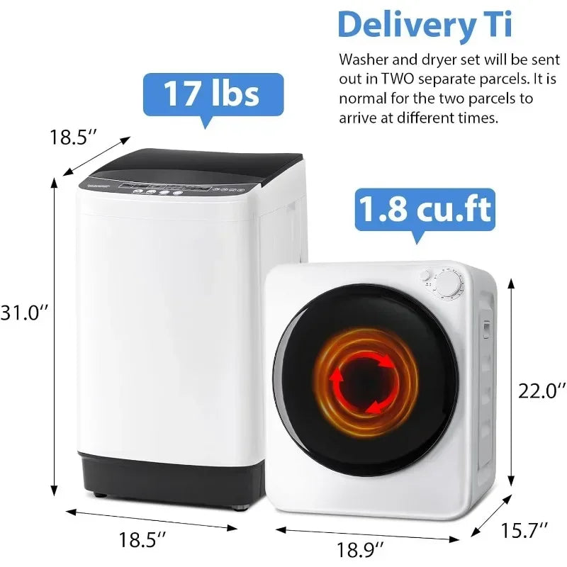 17 Lbs 1.8 Cu.Ft Portable Washer Dryer Combo | Full-Automatic Compact Laundry Set with Space-Saving Design Customized