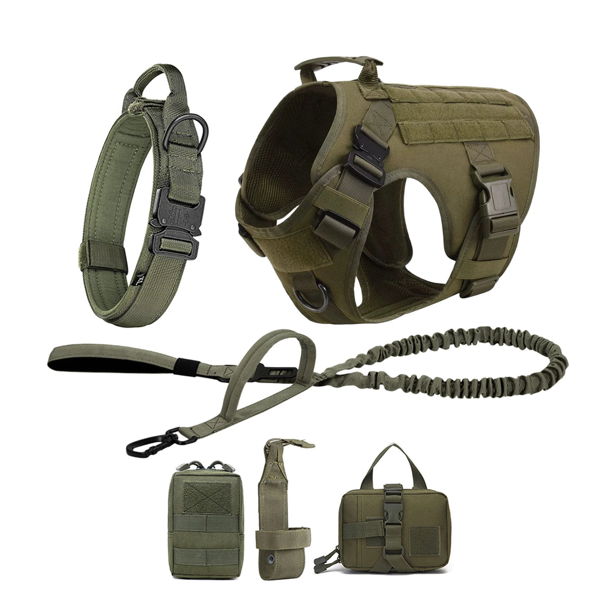 Tactical Dog Harness Collar Leash Molle Pouches For Medium Large Dogs Pet German Shepherd Training Walking Vest Dog Harnesses