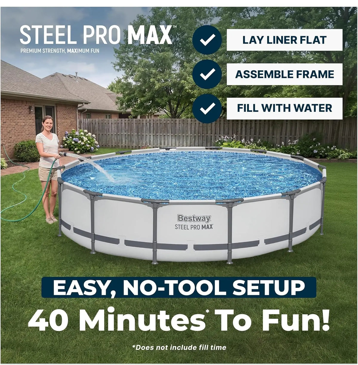 Steel Pro MAX 14' x 33" Round Above Ground Swimming Pool Set, 530 GPH Filter Pump, Tritech Puncture Resistant Liner,, Custom