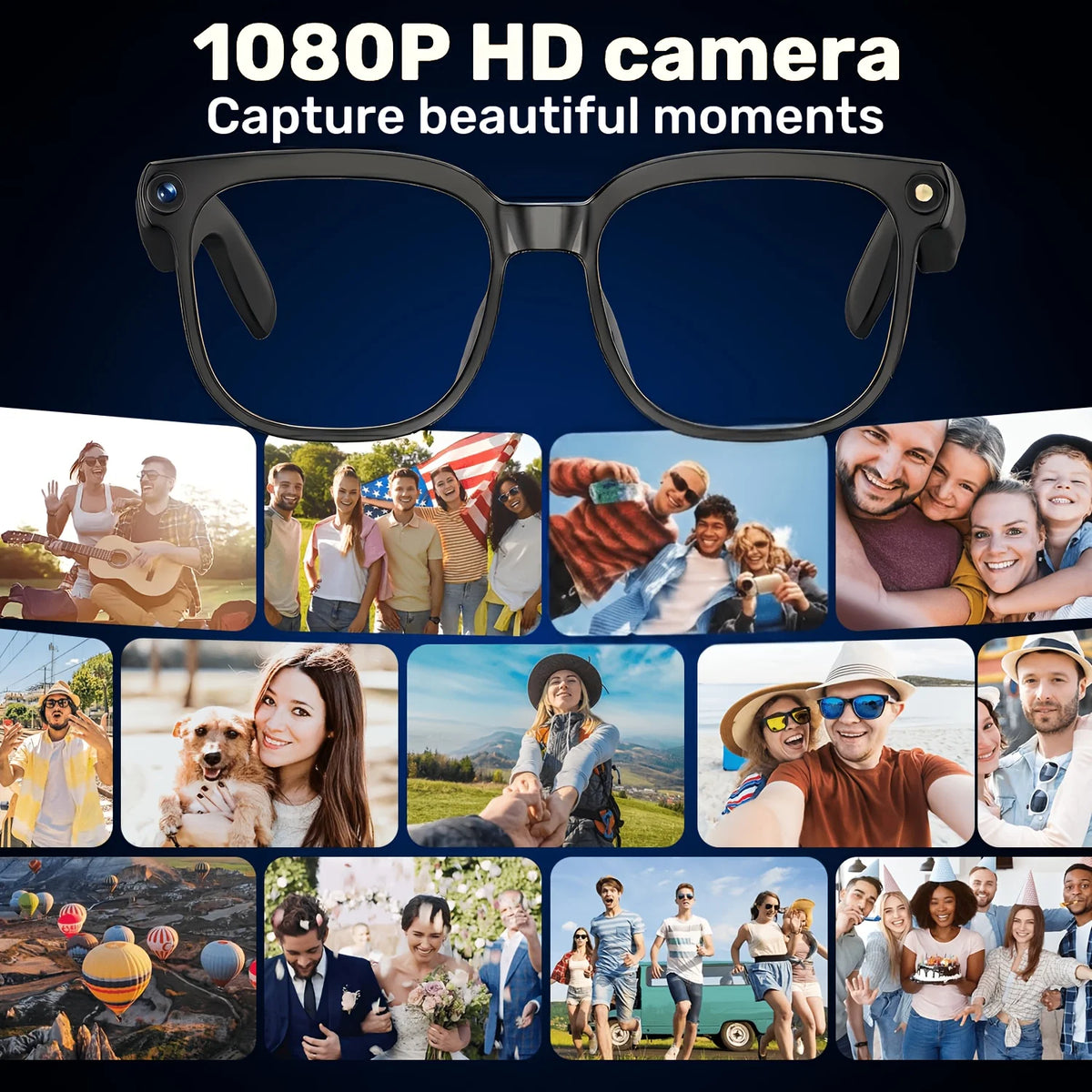 Smart Camera Glasses With 8MP Video, Bluetooth And Live Translation