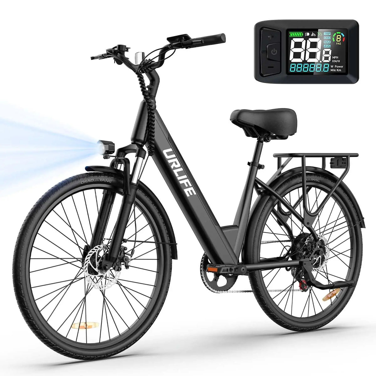 URLIFE E26 Electric City Bike With Removable Battery LCD Display