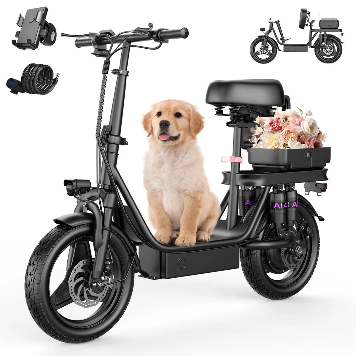 UPlee Folding Electric Bike for Adults With 500W Peak Motor