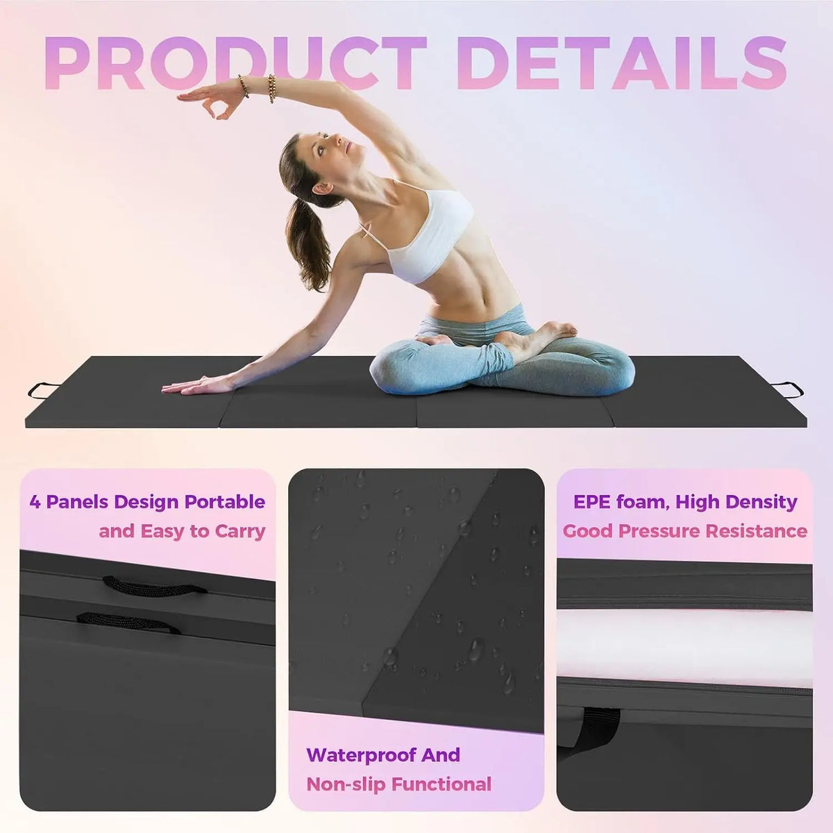 Foldable High Density Foam Exercise Mat for Yoga and Pilates