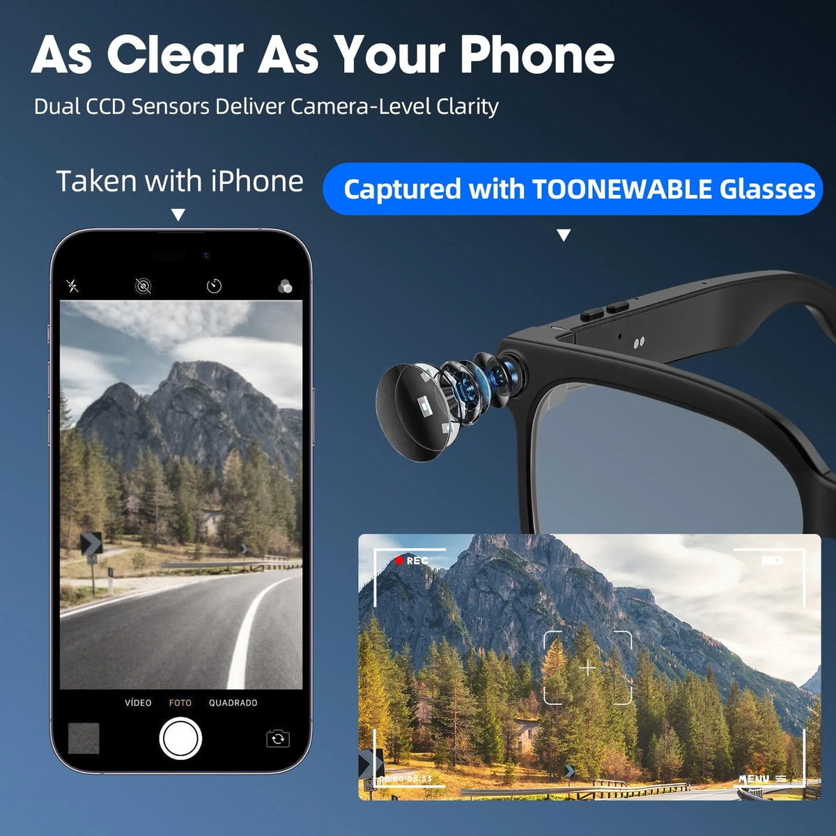 Smart Camera Glasses With 8MP Video, Bluetooth And Live Translation