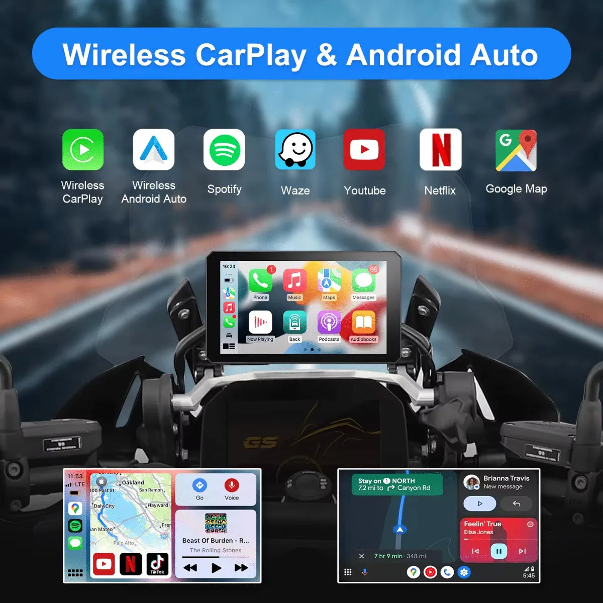 B7 Pro Android Auto for BMW Motorcycle Carplay M1000 XR R1200GS R1250GS S1000XR S1000RR R1300GS Wireless Navigation 7 Inch