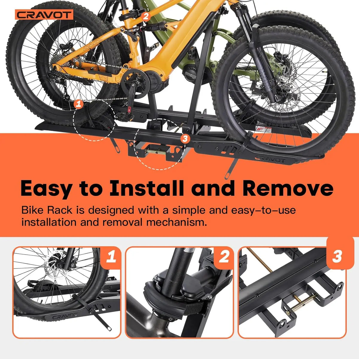 CyberRack S2 Ebike Rack, 300 lbs Capacity Foldable Bike Racks for Tow Hitch Heavy Electric Bike Carrier for 2, Customized