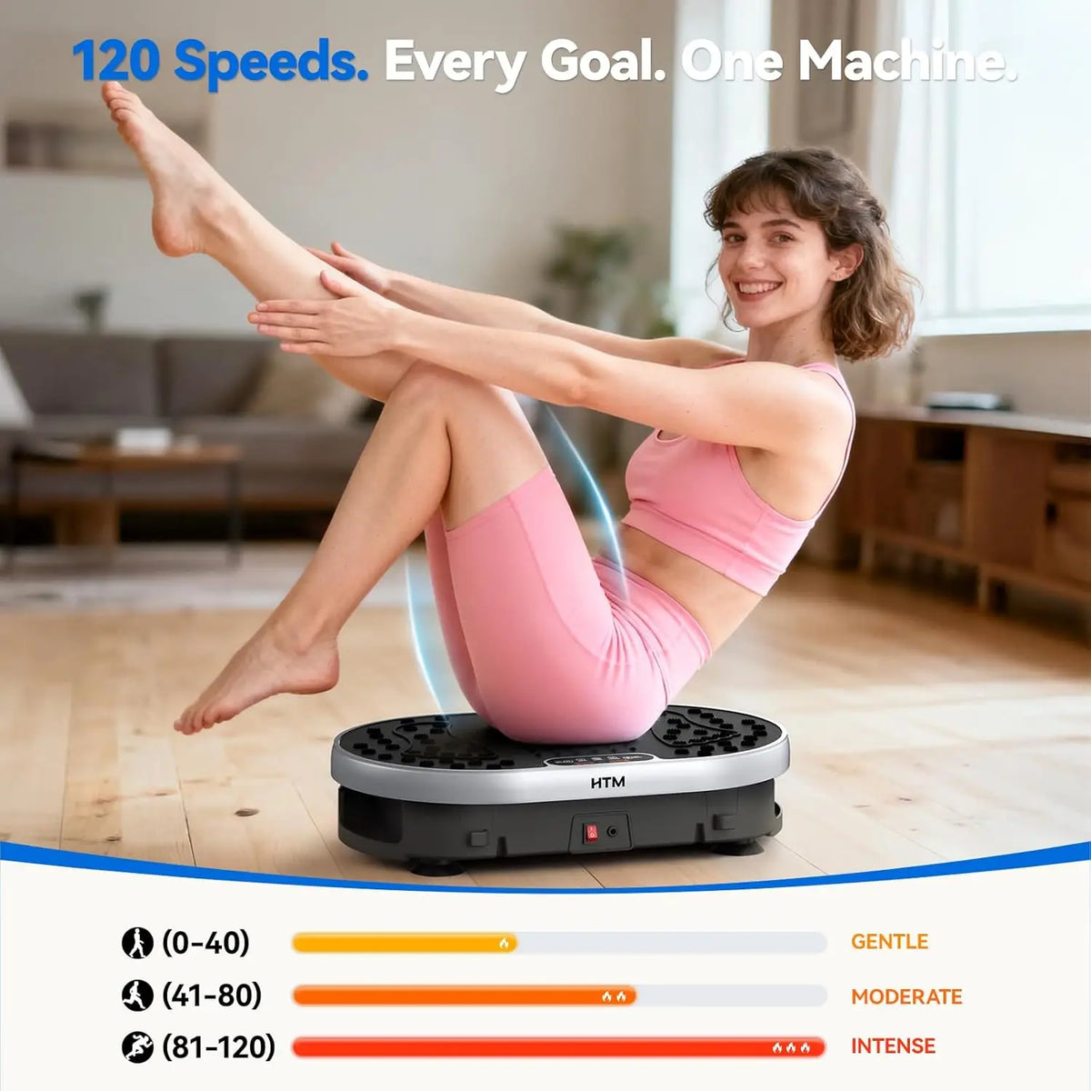 Vibration Plate Exercise Machine 120 Speed Levels 9 Preset Programs Home Fitness Equipment Weight Loss Fat Burning Muscle Toning