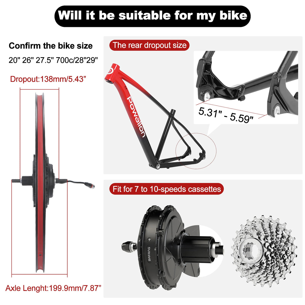 BAFANG G0900 750W Brushless Rear Hub Motor Conversion Kit