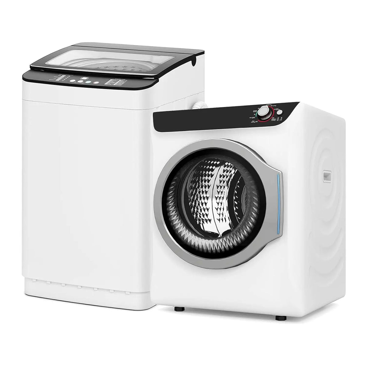 Portable Washer and Dryer Combo Set, 28 lbs Fully Automatic Washing Machine with Stainless Steel Inner Tub, 2.6 Cu.Ft Portable D