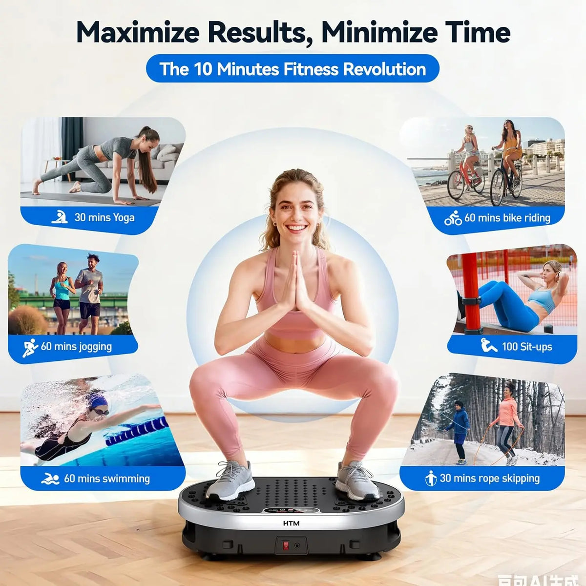 Vibration Plate Exercise Machine 120 Speed Levels 9 Preset Programs Home Fitness Equipment Weight Loss Fat Burning Muscle Toning