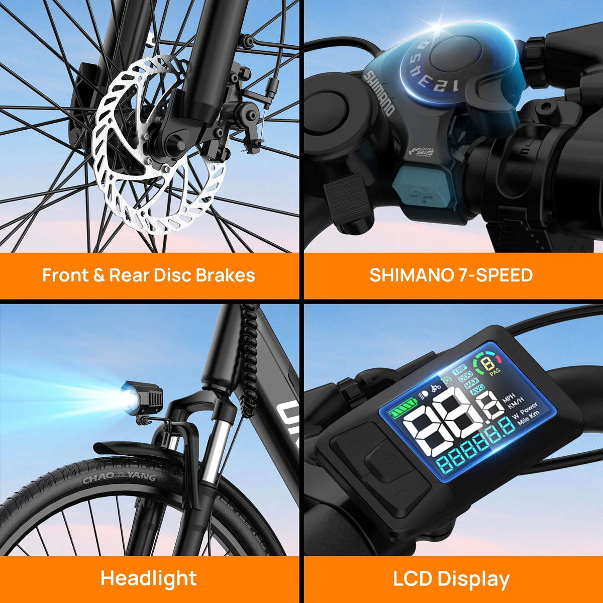 URLIFE E26 Electric City Bike With Removable Battery LCD Display