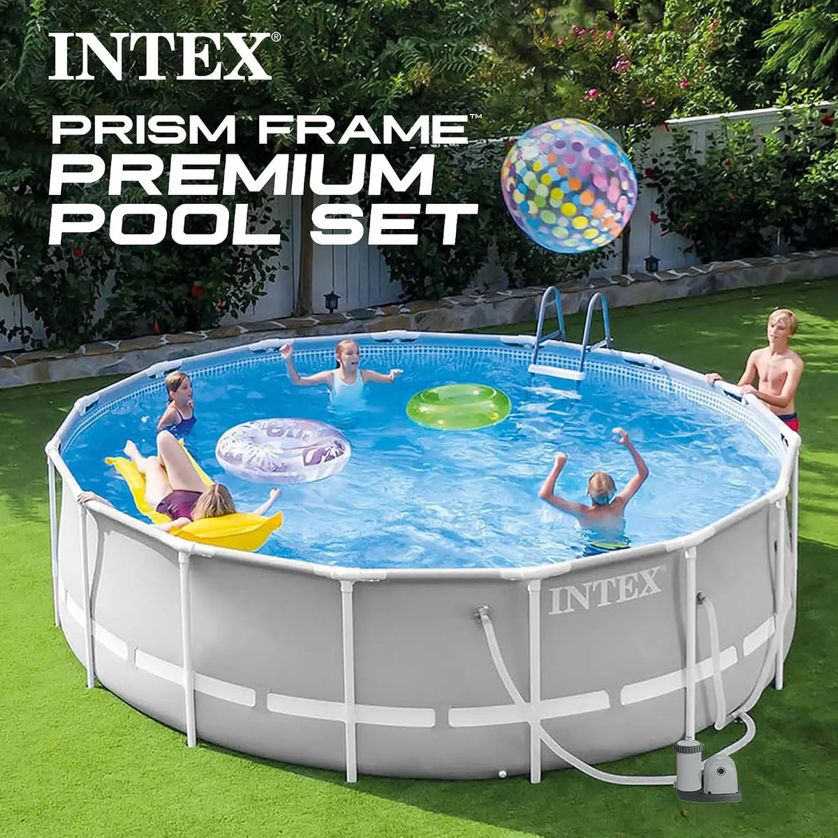 Prism Frame 20ft x 52in Round Above Ground Swimming Pool Set w/Pump, Custom