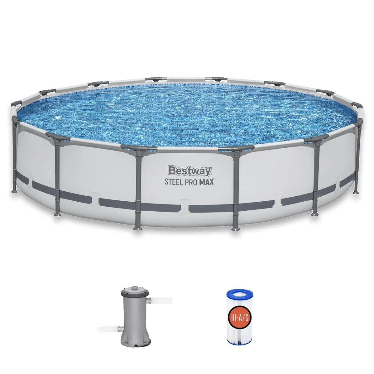 Steel Pro MAX 14' x 33" Round Above Ground Swimming Pool Set, 530 GPH Filter Pump, Tritech Puncture Resistant Liner,, Custom