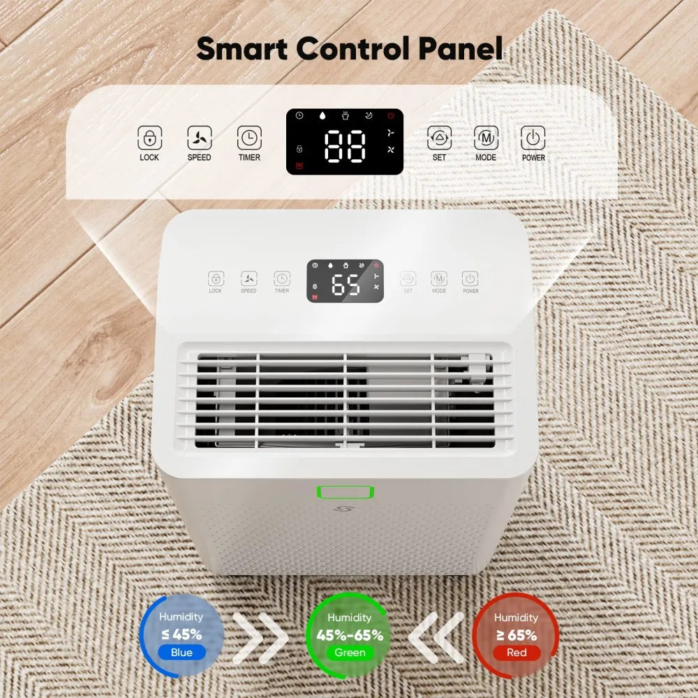 HUMILABS OL07-D008A Dehumidifier for Home & Basement, Covers up to 1600 Sq.Ft, Ultra-Quiet 37dB, Smart Humidity Control, Continuous Drain Hose, 1.7L Water Tank, Auto Defrost, Child Lock, LED Touch Panel, R290 Energy Saving