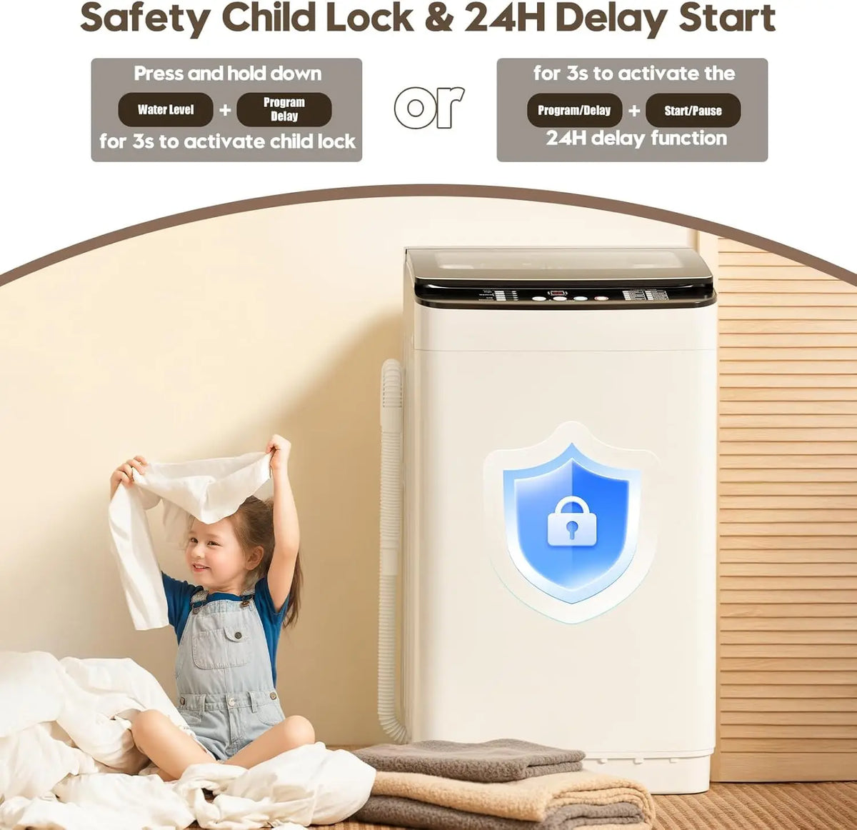 Portable Washer and Dryer Combo Set, 28 lbs Fully Automatic Washing Machine with Stainless Steel Inner Tub, 2.6 Cu.Ft Portable D