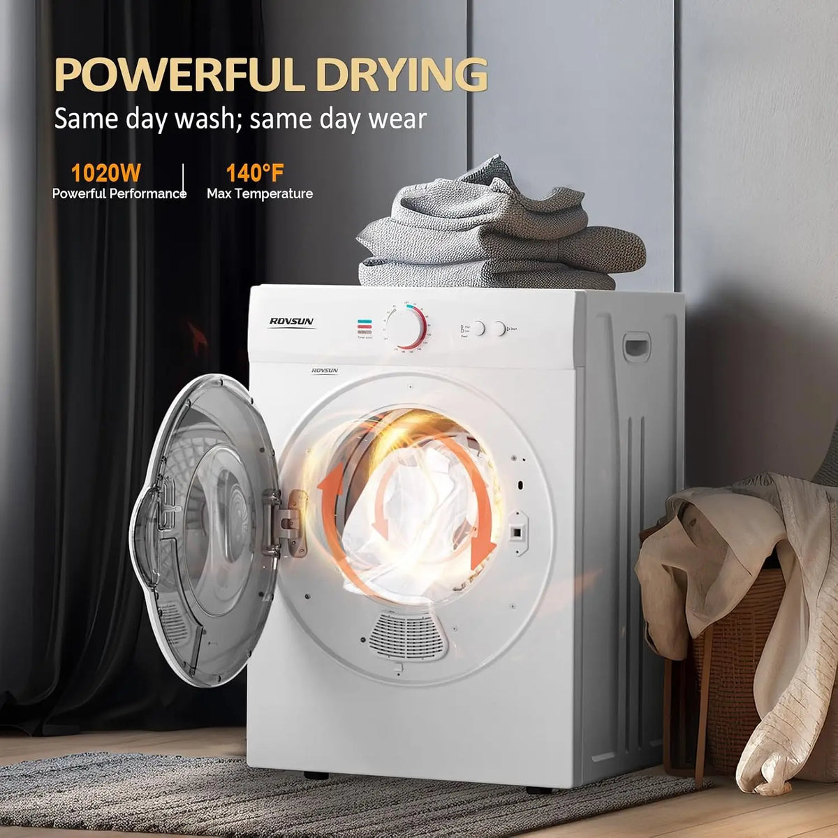 1.8CuFt Portable Clothes Dryer and 17.8LBS Full-Automatic Washing Machine Set, Compact Laundry Washer and Dryer, Customized