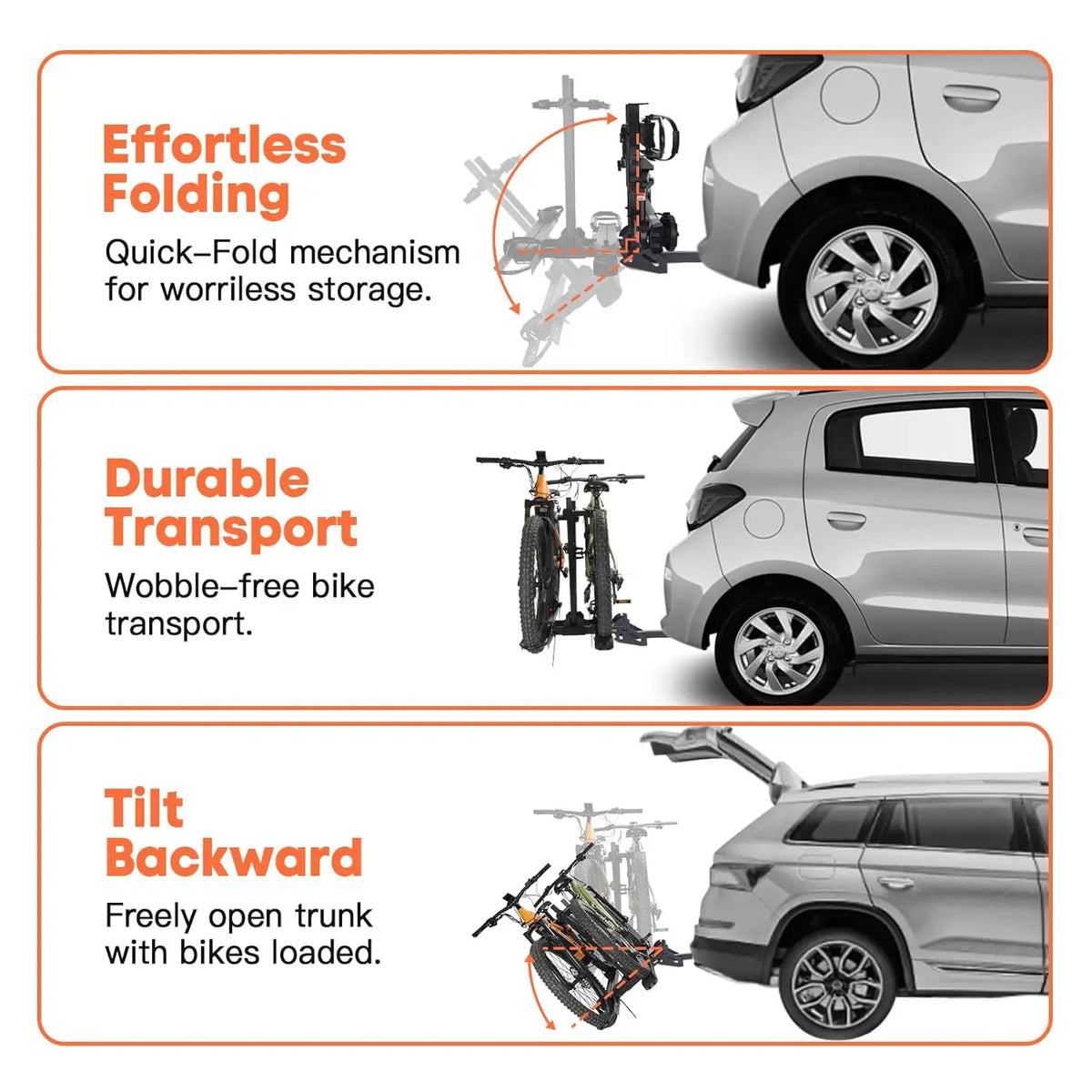 CyberRack S2 Ebike Rack, 300 lbs Capacity Foldable Bike Racks for Tow Hitch Heavy Electric Bike Carrier for 2, Customized