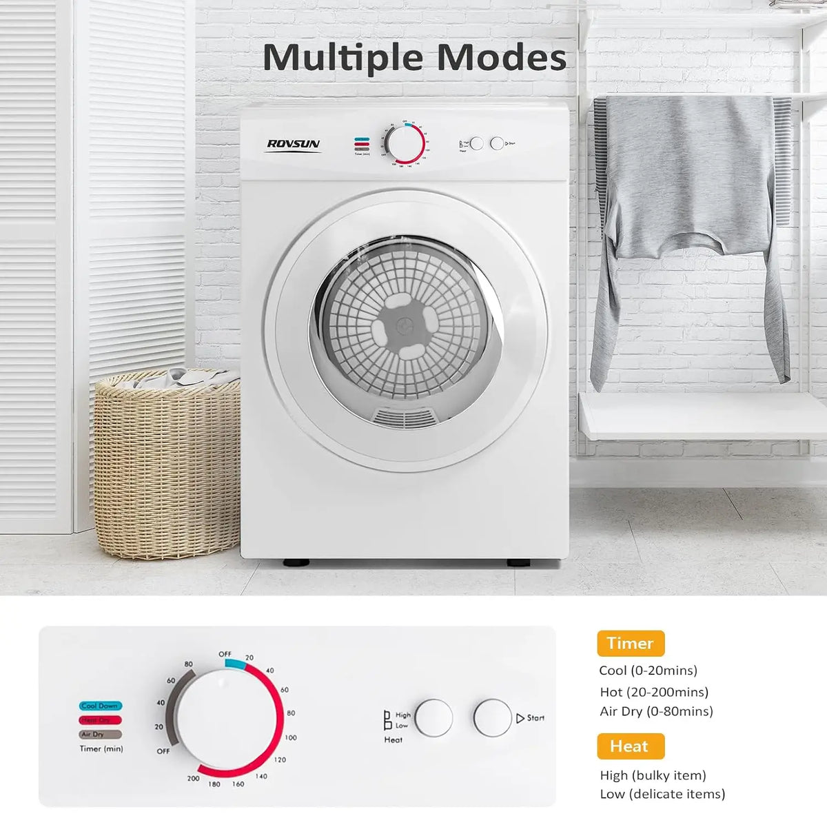 1.8CuFt Portable Clothes Dryer and 17.8LBS Full-Automatic Washing Machine Set, Compact Laundry Washer and Dryer, Customized