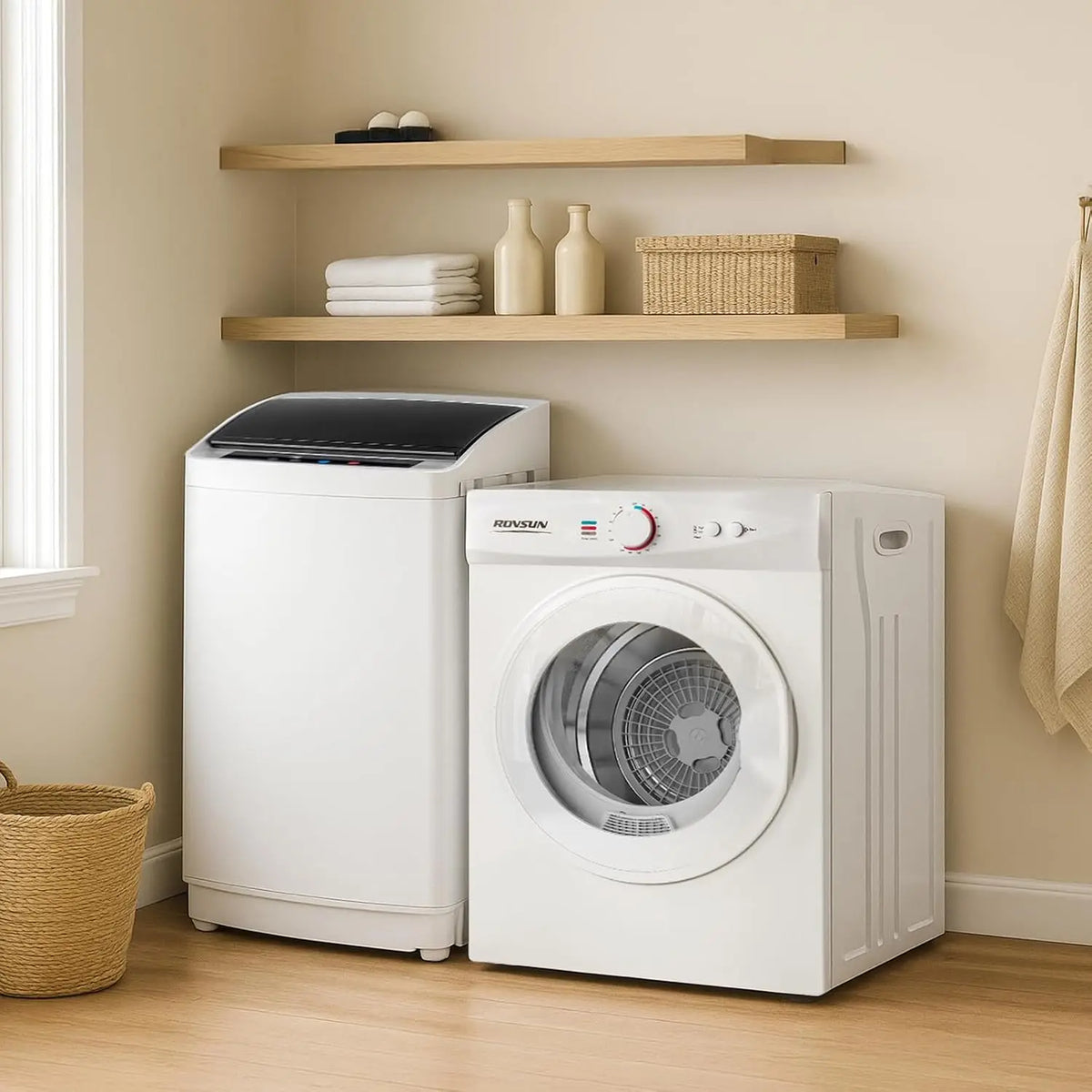 1.8CuFt Portable Clothes Dryer and 17.8LBS Full-Automatic Washing Machine Set, Compact Laundry Washer and Dryer, Customized