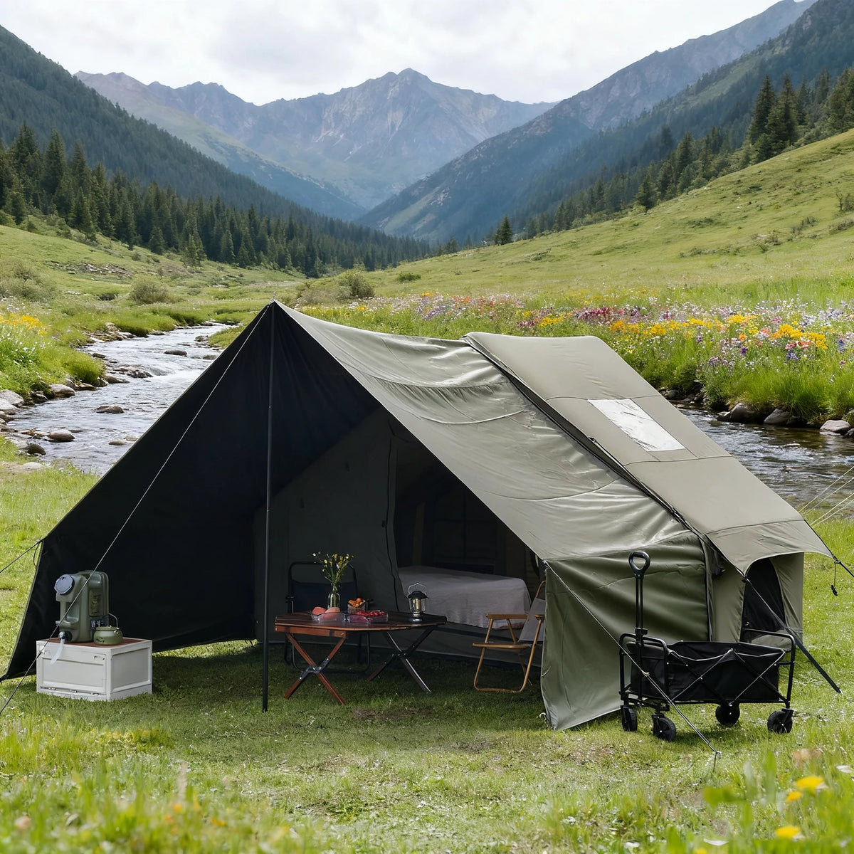 Pakicetus Inflatable Camping Tent With Roof Window For Family Glamping