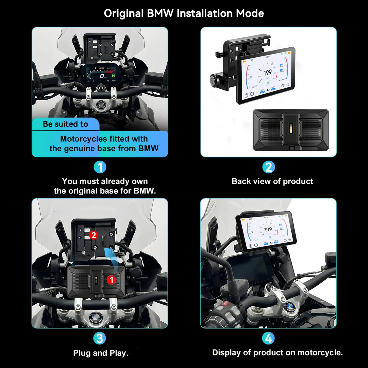 B7 Pro Android Auto for BMW Motorcycle Carplay M1000 XR R1200GS R1250GS S1000XR S1000RR R1300GS Wireless Navigation 7 Inch
