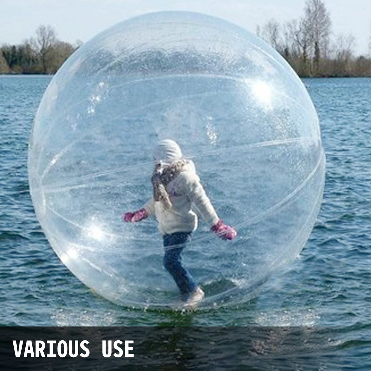 SucceBuy 2M Water Walking Ball with Air Blower Pump Inflatable PVC Zorb Ball Waterproof for Amusement Park Swimming Pool