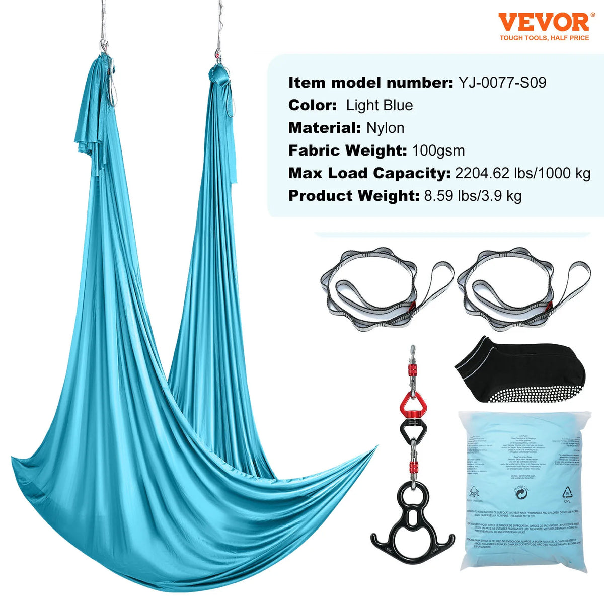 SucceBuy 8.7/11Yards Aerial Yoga Hammock & Swing Yoga Starter Kit Aerial Silk Fabric Yoga Strap Accessory for All Levels Fitness