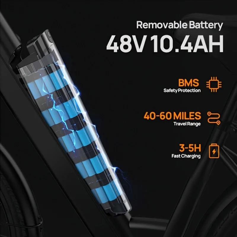 URLIFE E26 Electric City Bike With Removable Battery LCD Display