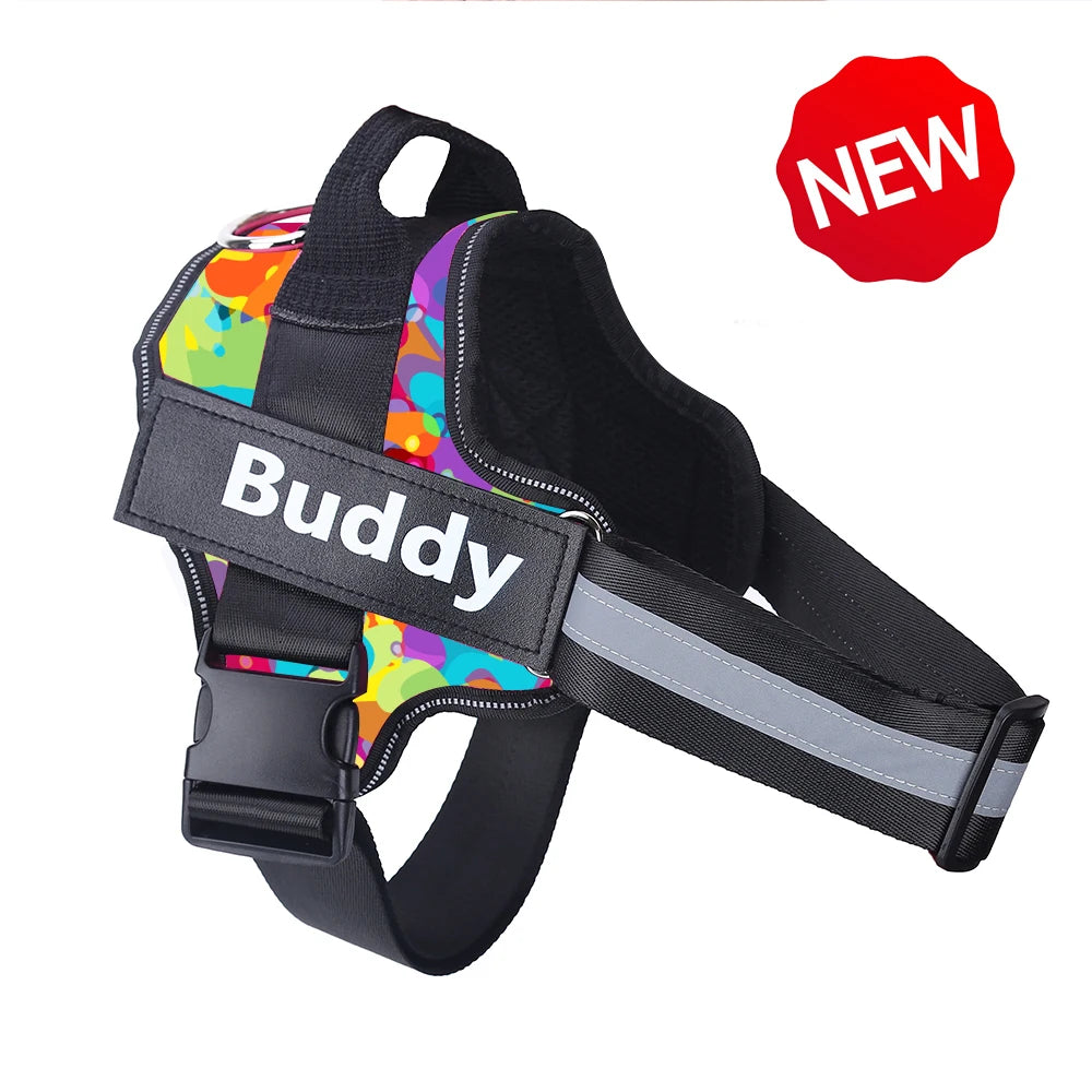Dog Harness NO PULL Reflective Breathable Adjustable Pet Harness Vest with ID Custom Patch Outdoor Walking Dog Supplies