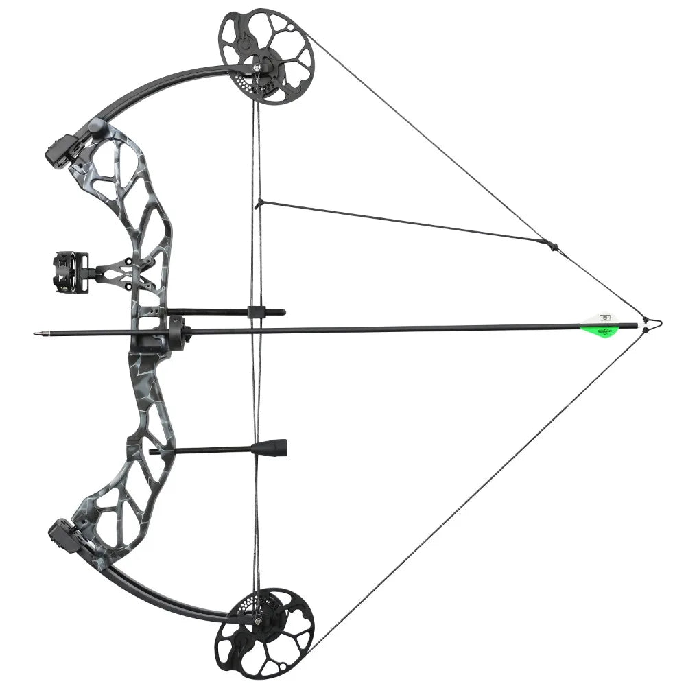19‑70Lbs Adjustable Archery Compound Bow 320FPS Aluminum Alloy Riser Dual Cam Without Bow Press Needed Right Hand for Hunting Shooting Activities