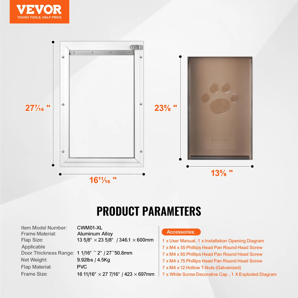 SucceBuy Pet Door Aluminum Frame with Lock and Flap System Weatherproof Doggy Door Easy to Install in Interior or Exterior Doors